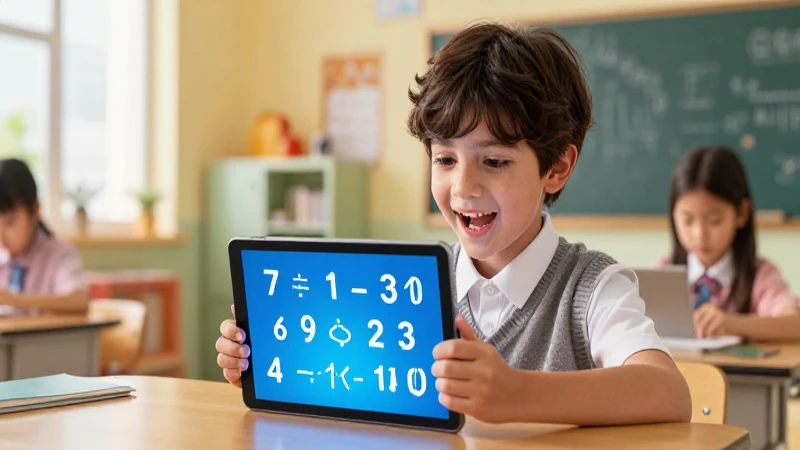 Mejores libros digitales para primaria: potencia el aprendizaje 4 Estudiante aprende matemáticas en aula moderna y vibrante