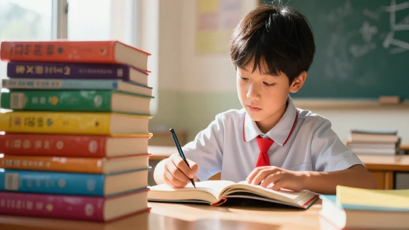 Ilustración vibrante de estudiante con libros