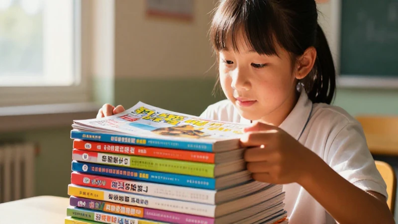 Estudiante y libros coloridos con luz cálida