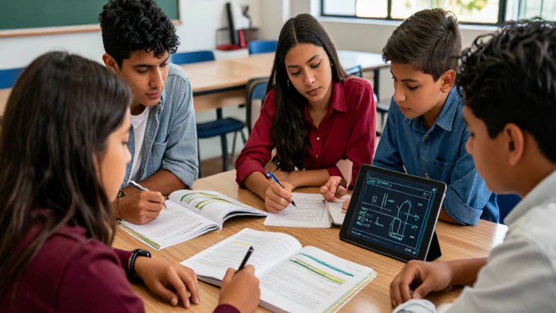 Domina matemáticas y ciencias con las guías prácticas de Santillana para secundaria 3 Estudiantes estudian matemáticas en aula moderna