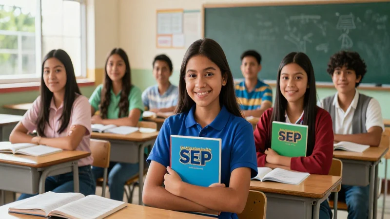 los mejores libros SEP para la escuela secundaria: ¡Encuéntralos aquí! 4 Jóvenes mexicanos en un aula moderna e iluminada