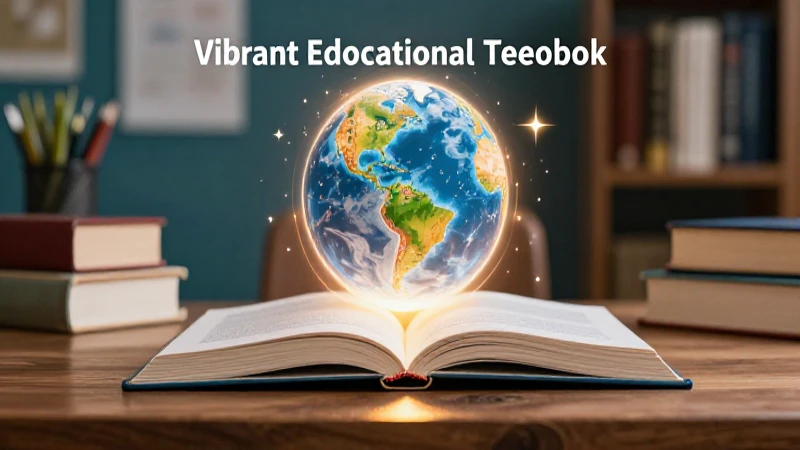 Libro educativo vibrante, esfera de conocimiento, escritorio moderno