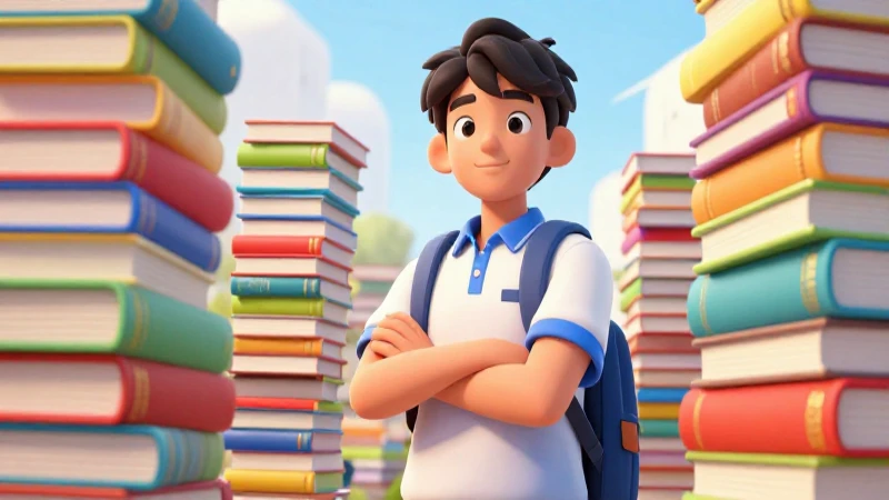 Libros para preparatoria en Unitec: ¡Alcanza el éxito académico! 5 Estudiante confiado con libros y luz vibrante