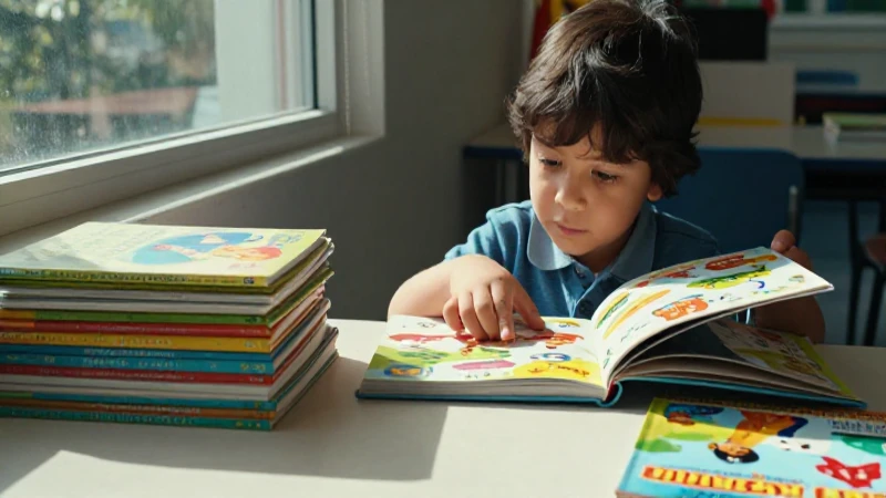 Libros para preescolar en UNOI: educación y diversión en uno 3 Niño en clase, libros coloridos y luz natural