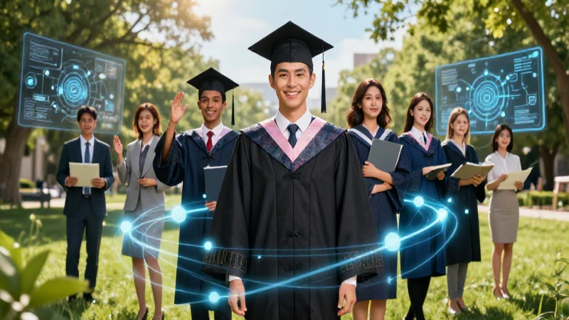 Graduados jóvenes con redes de conocimiento digital