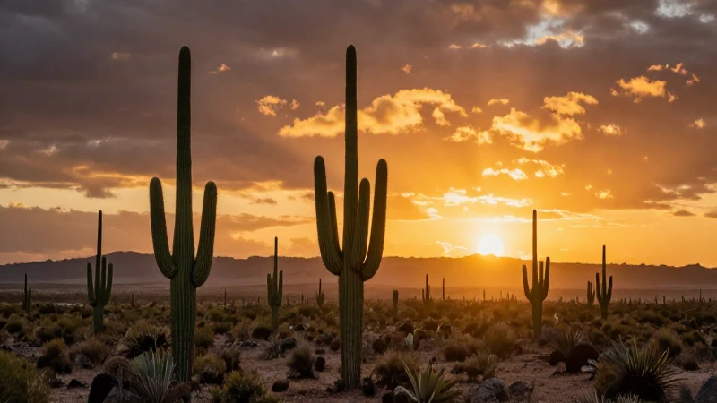 Explora los límites naturales de México: montañas, costas y más 5 Paisaje desértico mexicano al atardecer con cactus