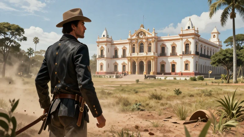 Línea del tiempo del Porfiriato: hechos clave y eventos 7 Revolucionario confrontando una hacienda opulenta