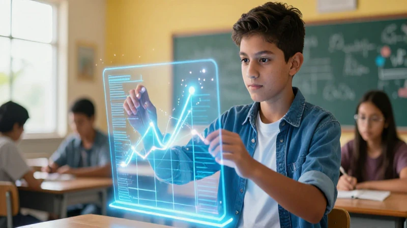 Joven mexicano con holograma educativo