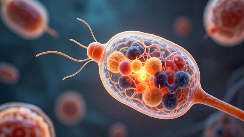 Lisosoma detallado en célula, digestión molecular dinámica