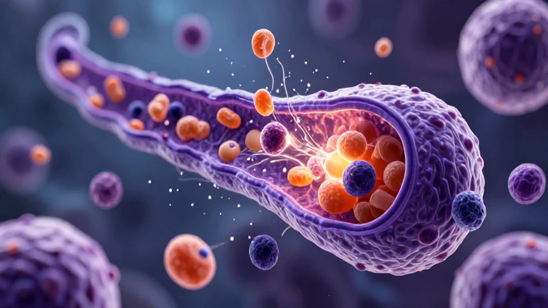 Lisosoma dinámico, detalle microscópico vibrante