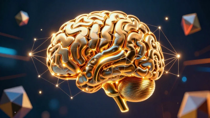 Cerebro abstracto dorado con conexiones neuronales vibrantes