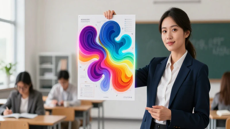 Educador con rúbrica brillante en aula moderna