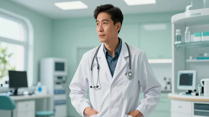 Doctor moderno, profesional en clínica impecable