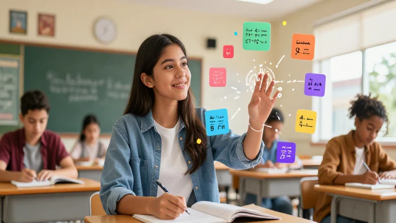 Estudiante mexicano aprende verbos en un aula vibrante