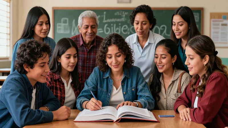 Educadores mexicanos vibrantes y modernos en un aula