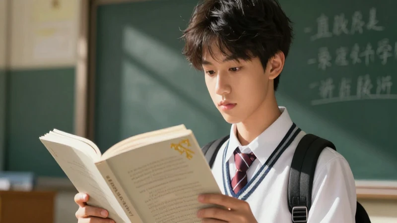 Estudiante concentrado con libro y luz cinematográfica