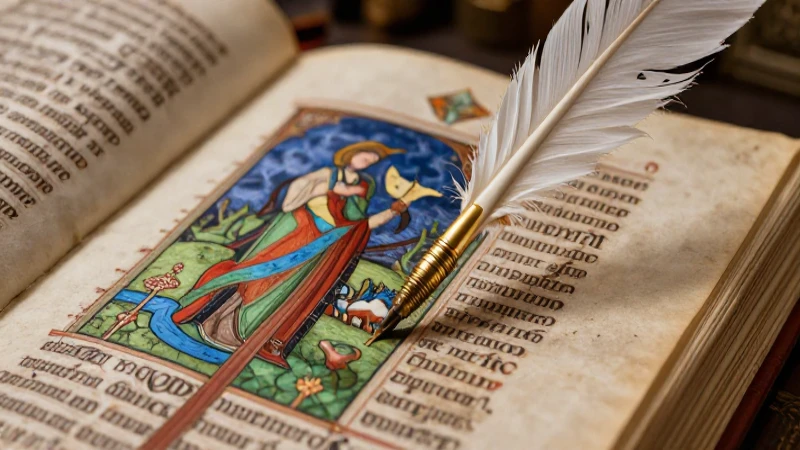 Manuscrito medieval iluminado con detalles dorados