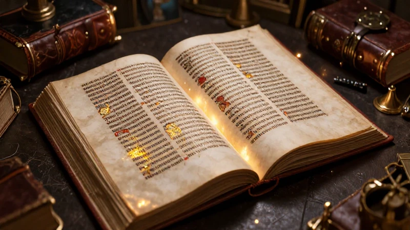 Ilustración detallada de manuscrito medieval antiguo y sabio