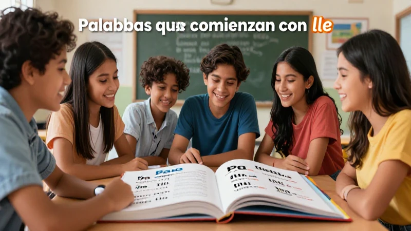 Ilustración de alumnos mexicanos aprendiendo palabras