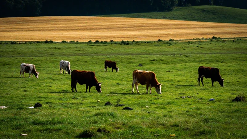 Llanuras: Concepto, Tipos, Características y Ejemplos 4 Pradera vibrante con ganado y campos dorados