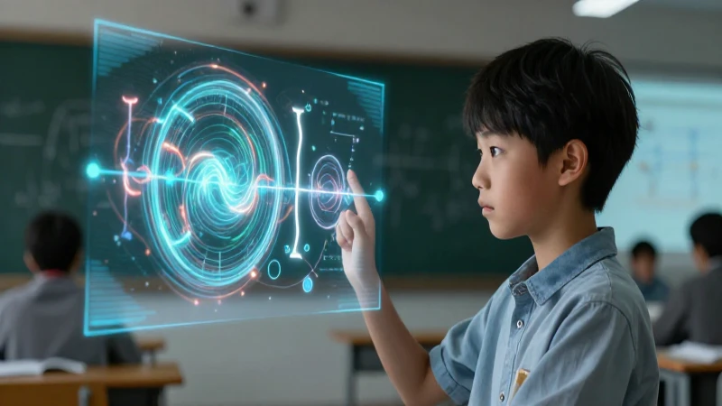 Estudiante observa matemáticas holográficas modernas