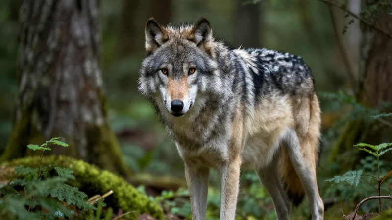 Lobo: Información, Comportamiento, Hábitat y Características 5 Lobo majestuoso en un bosque detallado