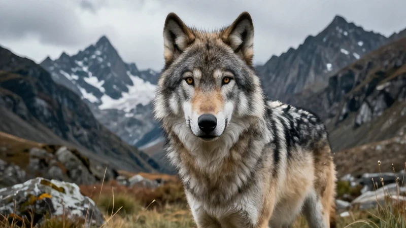 Lobo: Información, Comportamiento, Hábitat y Características 4 Retrato hiperrealista de lobo en montaña