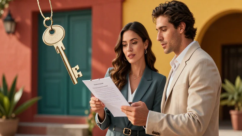 Locatario: Definición y conceptos de locadora y locataria 4 Pareja profesional revisando contrato con estética moderna