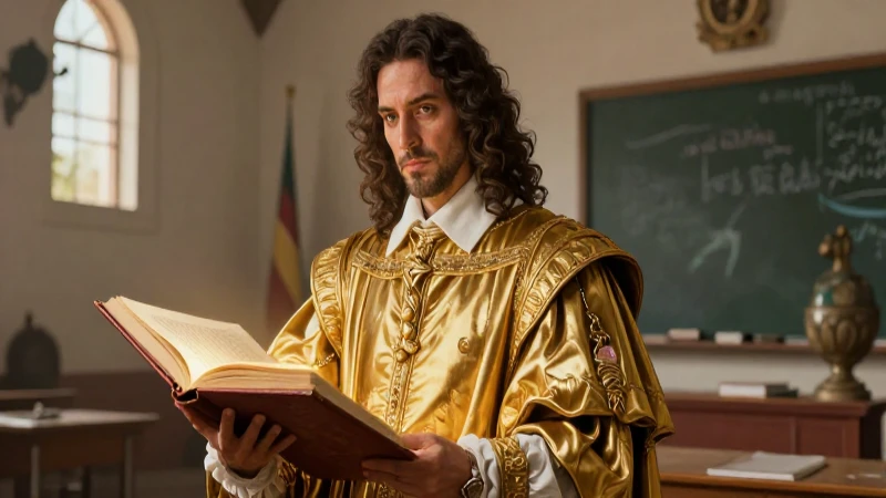 Lope de Vega: Vida, Obras Famosas y su Sacerdocio Revelado 7 Retrato estilizado de Lope de Vega con ropas doradas