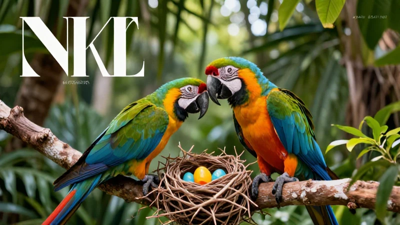 Aves tropicales vibrantes en nido