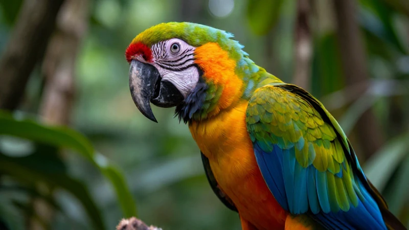 Loro vibrante en perfil con detalle ultra realista