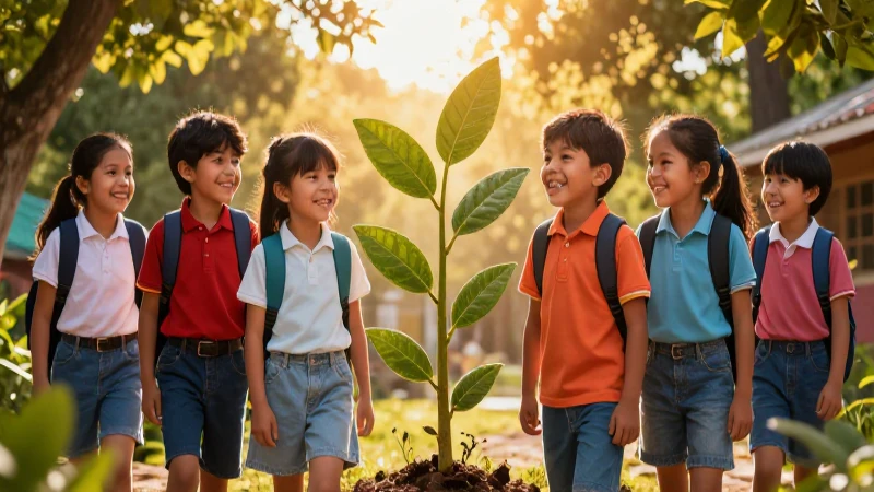 10 objetivos clave de la nueva escuela mexicana: ¡Revoluciona la educación ahora! 3 Niños diversos en ambiente vibrante y luz dorada