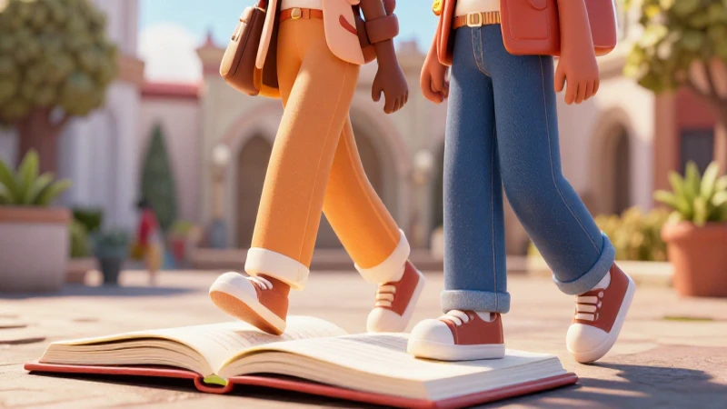 Ilustración educativa de amigos y libro