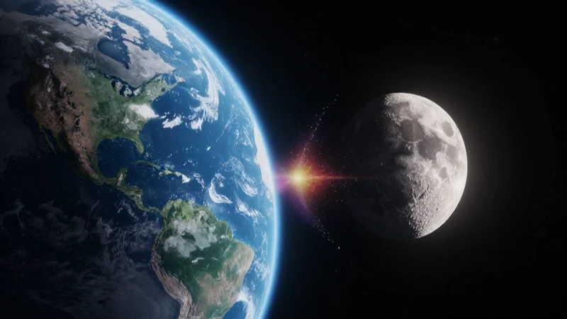 Alineación cósmica dramática y detallada de Tierra y Luna