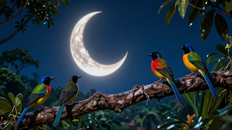 Los Pajaritos Cantan: La Luna se Levanta con Magia 7 Drama nocturno hiperrealista de México con luna