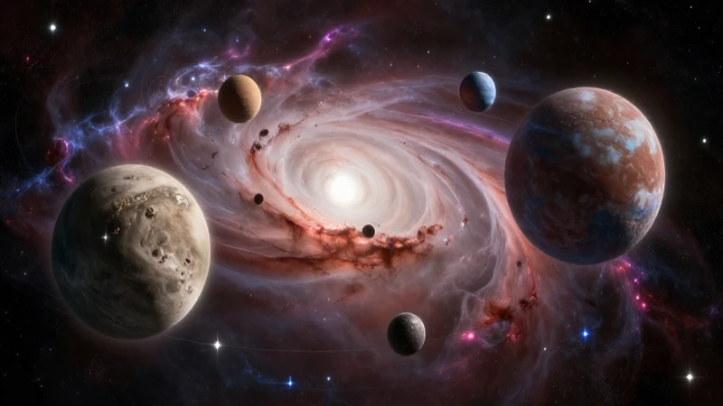 Exoplanetas en una nebulosa, arte digital impresionante