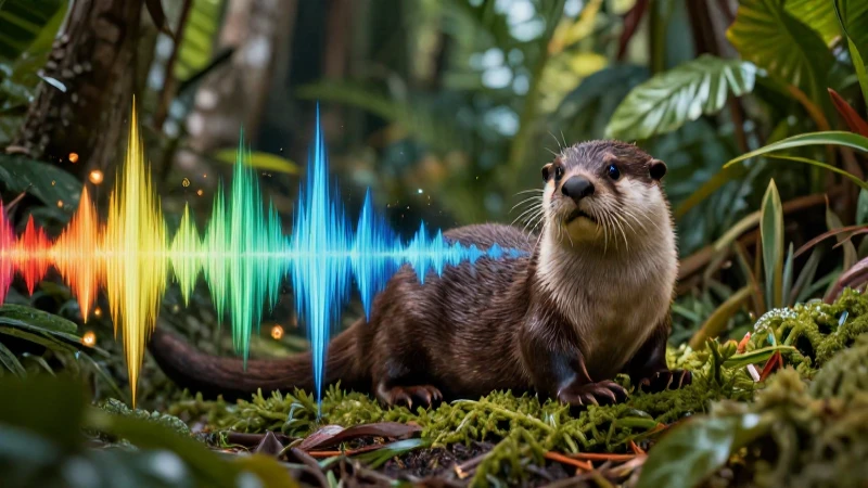 Nutria juguetona en vibrante paisaje tropical