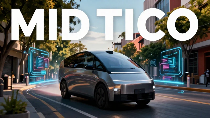 Coche futurista autónomo en una vibrante calle mexicana