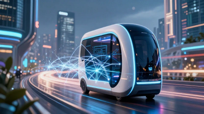 Transporte autónomo en ciudad futurista avanzada