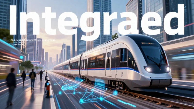 Tren futurista de alta tecnología en ciudad inteligente