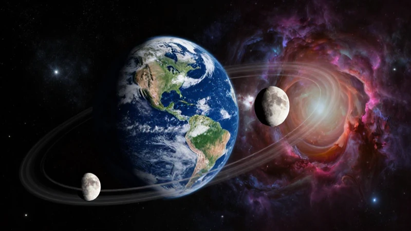 La Luna rota y orbita cerca de la Tierra