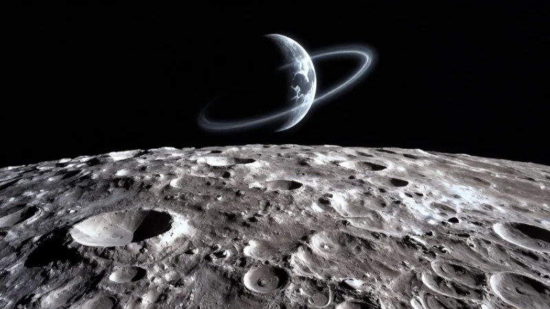 Superficie lunar detallada y ultra-realista en el espacio