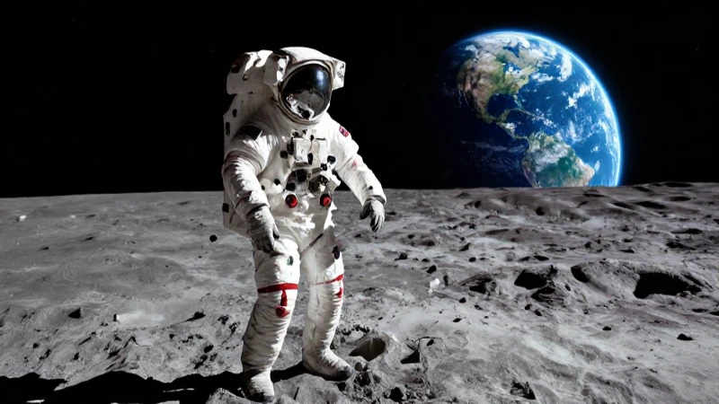 Astronaut en la Luna con Tierra vibrante