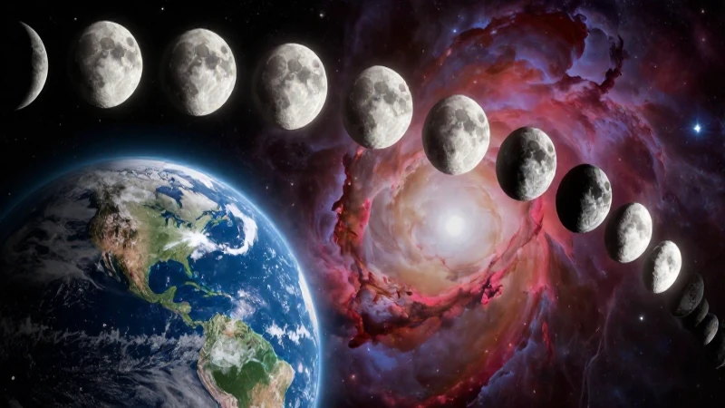 Luna: características, movimientos y fases explicadas 5 Ilustración lunar detallada con estética celestial dramática