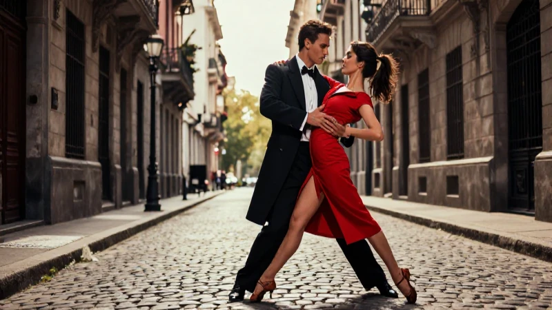 Bailarín de tango en Buenos Aires con estética vintage