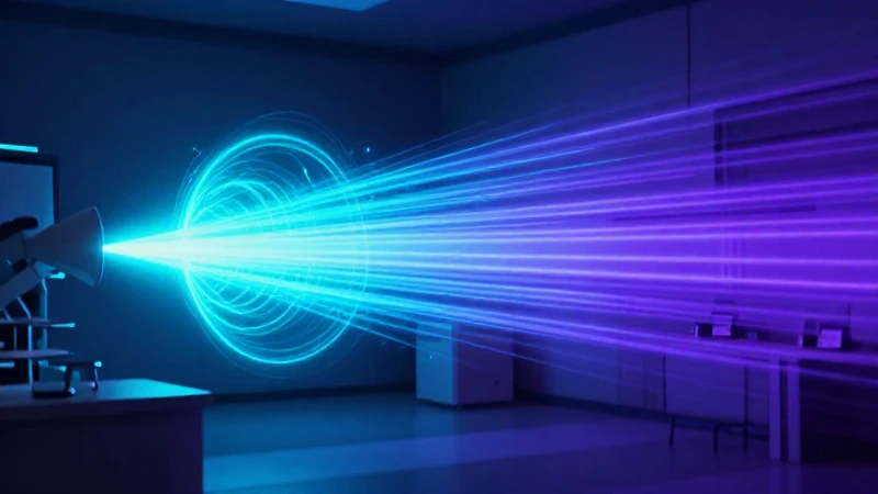 Qué son la luz, sus fenómenos, propagación y características 8 Rayo de energía azul en un laboratorio minimalista