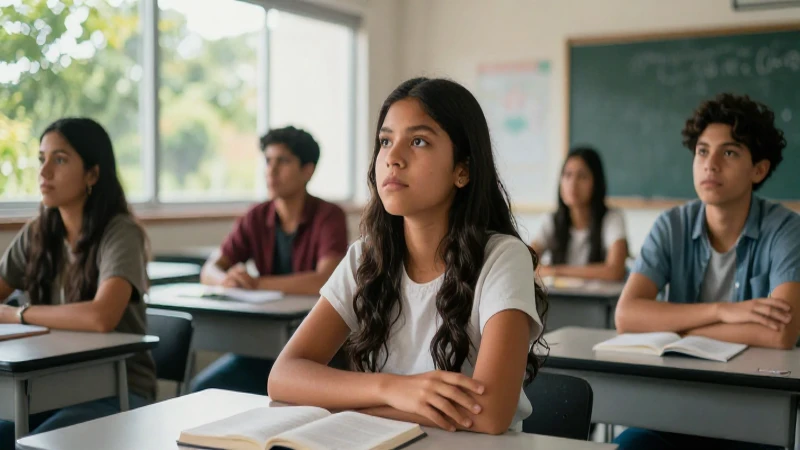 Jóvenes mexicanos en reflexión bajo luz vibrante