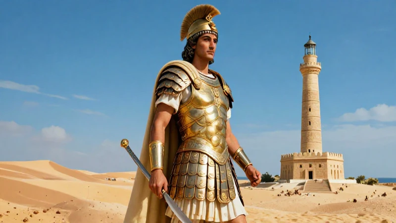 Alexander triunfa ante el Faro en el Egipto antiguo
