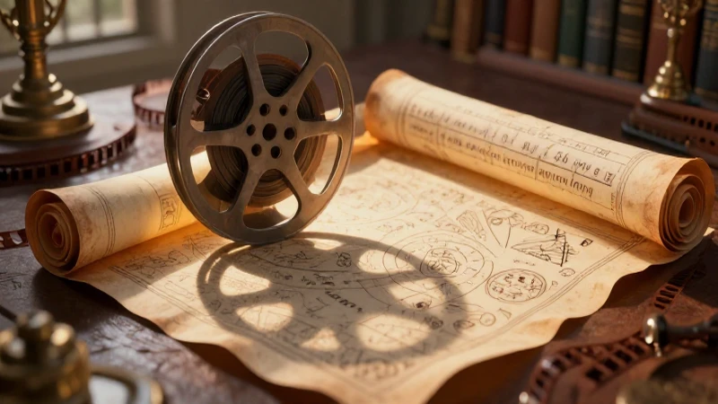 Maleficios: Definición y concepto explicados detalladamente 5 Ilustración vintage de película con sombras sobre pergamino mágico
