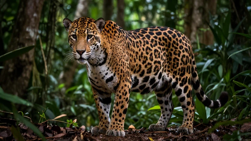 Jaguar majestuoso en la selva tropical